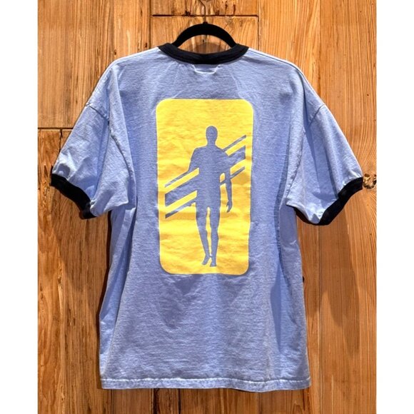 Dune Road XL Light Blue Mens Ringer T-Shirt Retro Surf Style 100% Cotton Casual - Picture 2 of 3